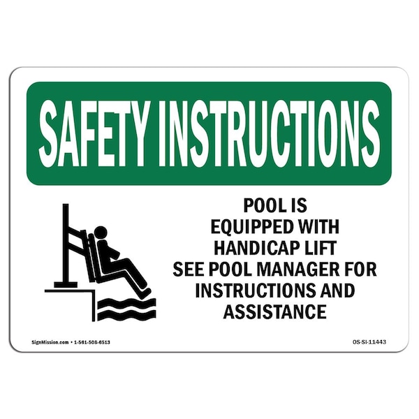 OSHA SAFETY INSTRUCTIONS, 12" Height, Aluminum, 18" x 12", Landscape, OS-SI-A-1218-L-11443